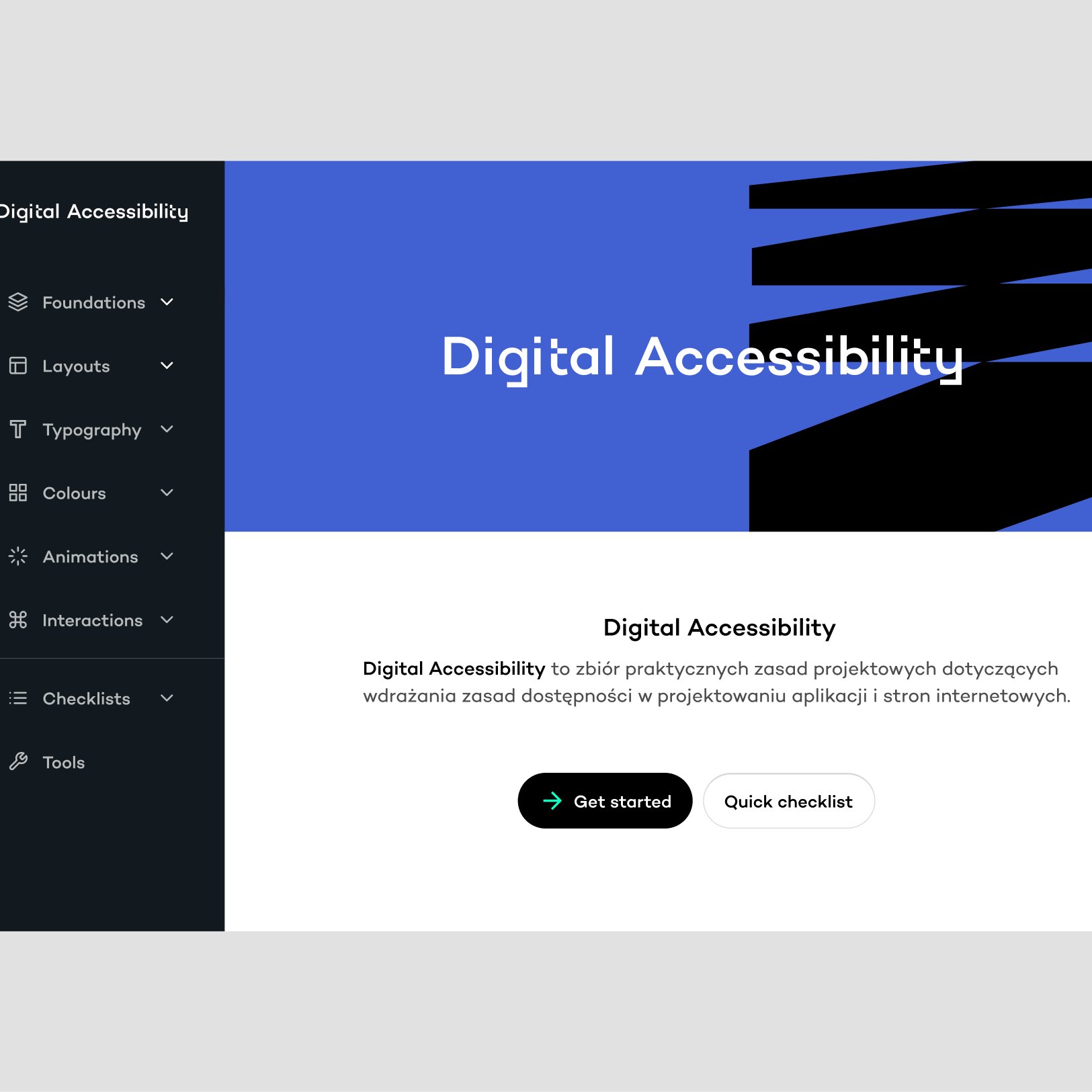 Introduction screen defining digital accessibility over a blue and black header.