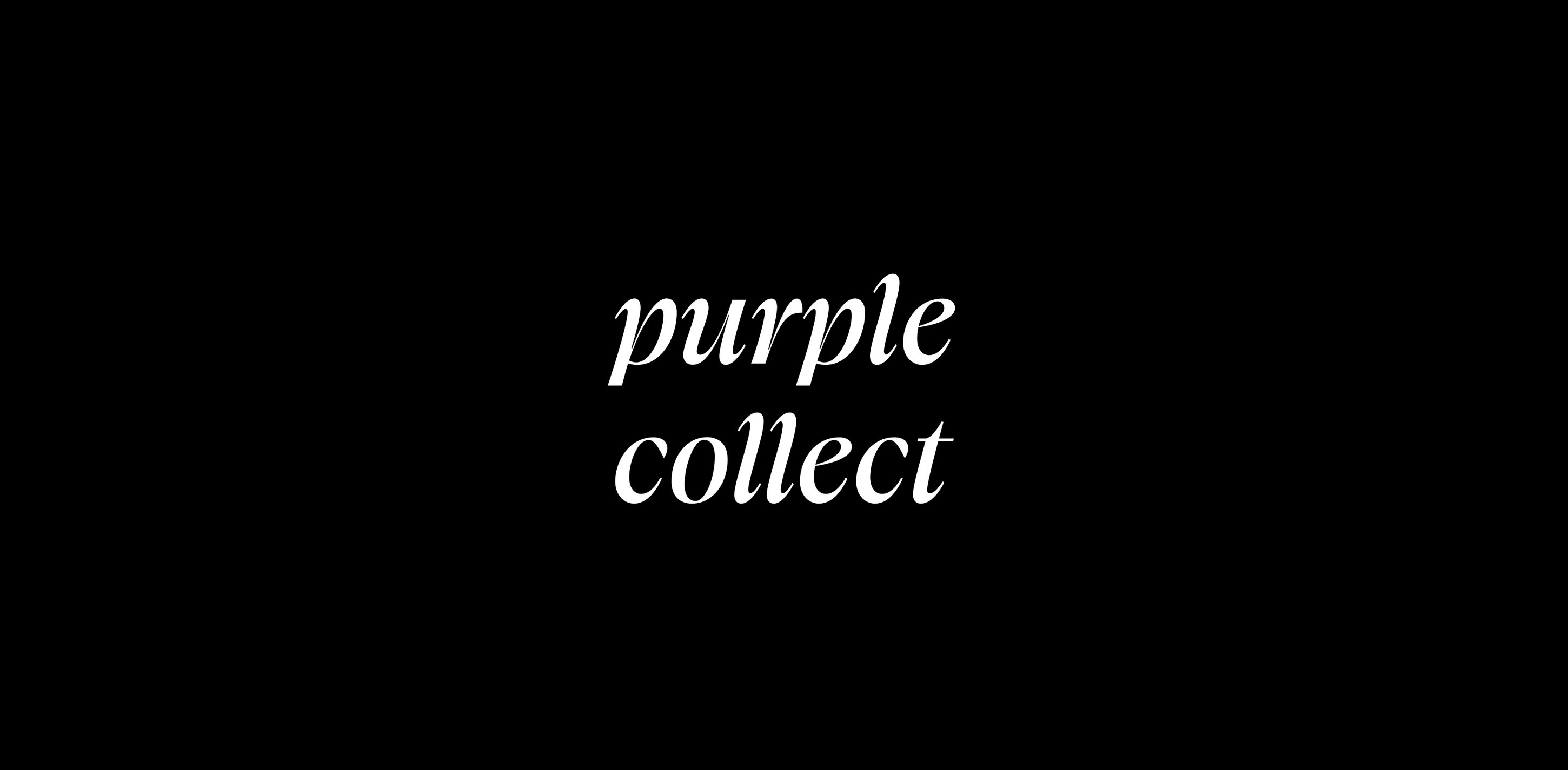 Purple Collect wordmark in white serif italic on black.